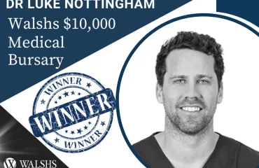 Dr Luke Nottingham wins the inaugural $10,000 Walshs Medical Bursary!