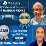 Winners of Walshs Medical Bursary, Hannah Rienks and Fiona Edwards and their prize amounts